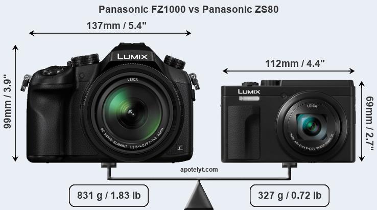 Size Panasonic FZ1000 vs Panasonic ZS80