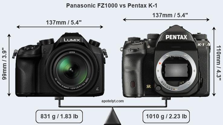 Size Panasonic FZ1000 vs Pentax K-1