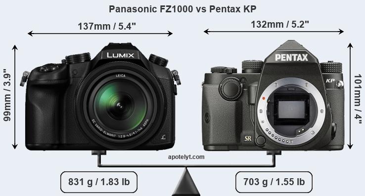 Size Panasonic FZ1000 vs Pentax KP