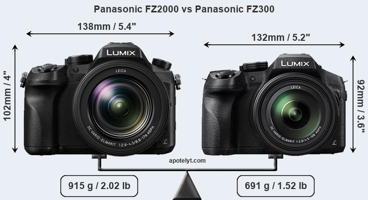 Size Panasonic FZ2000 vs Panasonic FZ300