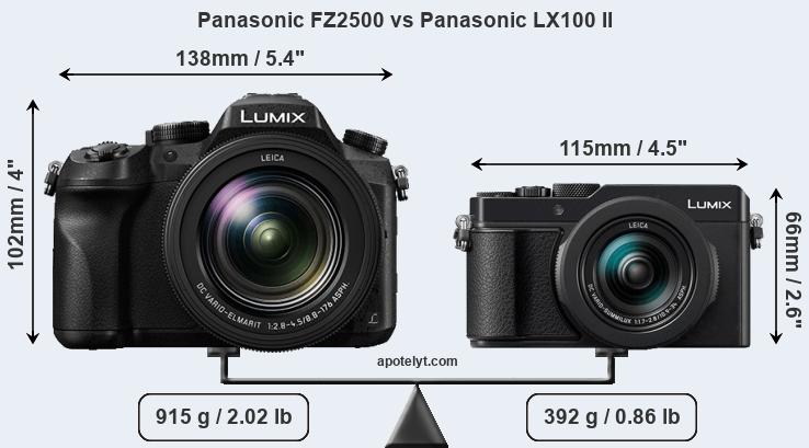 Size Panasonic FZ2500 vs Panasonic LX100 II