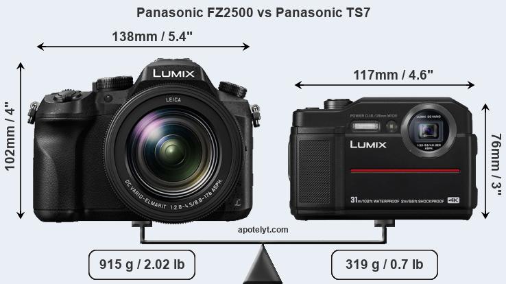 Size Panasonic FZ2500 vs Panasonic TS7