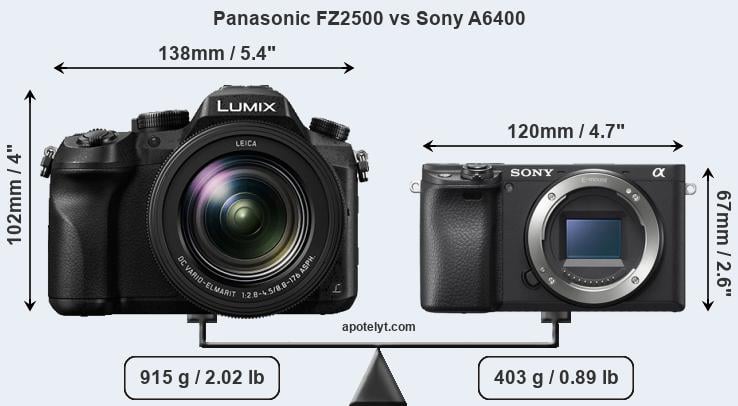 Size Panasonic FZ2500 vs Sony A6400
