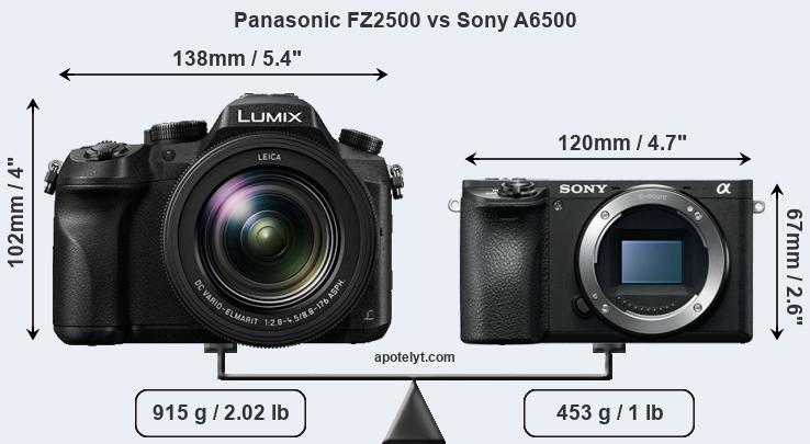 Size Panasonic FZ2500 vs Sony A6500