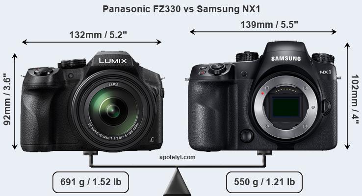 Size Panasonic FZ330 vs Samsung NX1