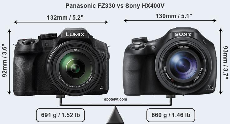 Size Panasonic FZ330 vs Sony HX400V