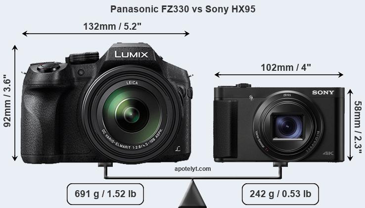 Size Panasonic FZ330 vs Sony HX95