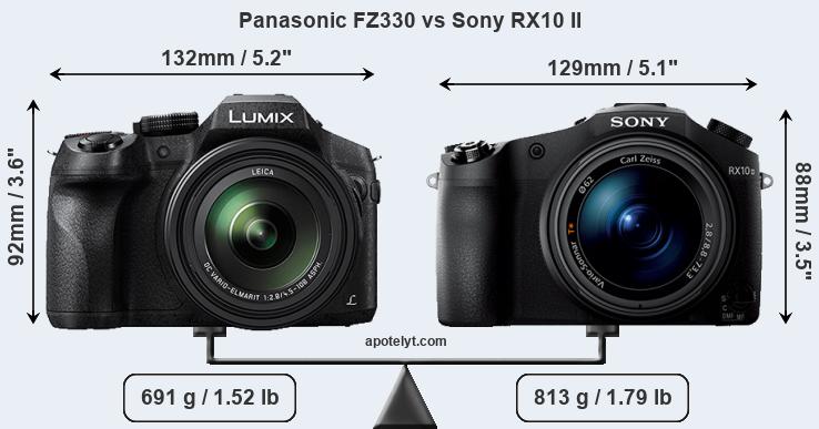 Size Panasonic FZ330 vs Sony RX10 II