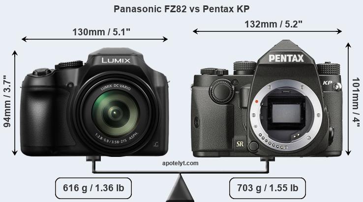 Size Panasonic FZ82 vs Pentax KP