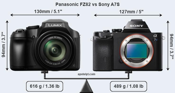 Size Panasonic FZ82 vs Sony A7S