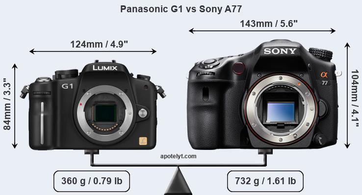 Size Panasonic G1 vs Sony A77