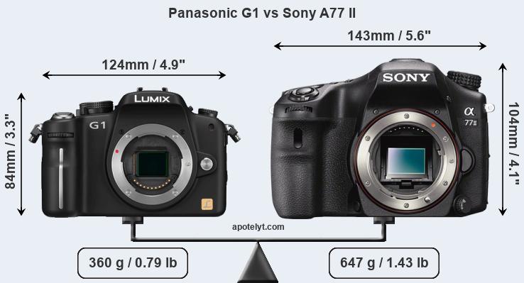 Size Panasonic G1 vs Sony A77 II