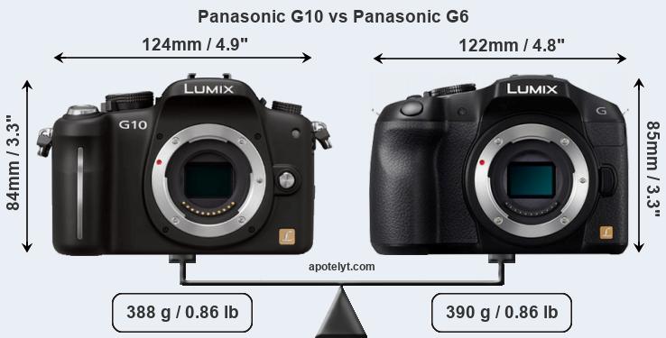 Size Panasonic G10 vs Panasonic G6