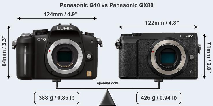 Size Panasonic G10 vs Panasonic GX80