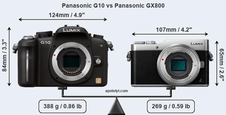 Size Panasonic G10 vs Panasonic GX800