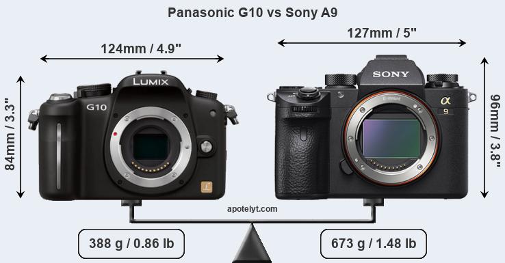 Size Panasonic G10 vs Sony A9
