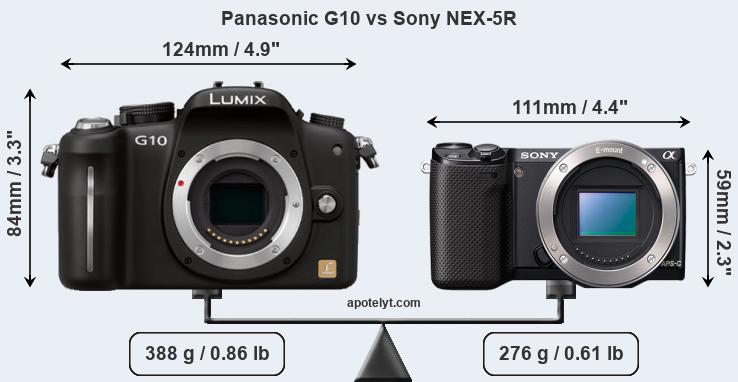 Size Panasonic G10 vs Sony NEX-5R