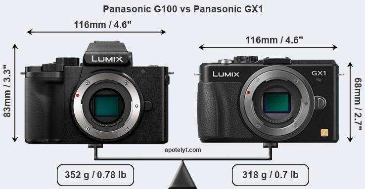 Size Panasonic G100 vs Panasonic GX1