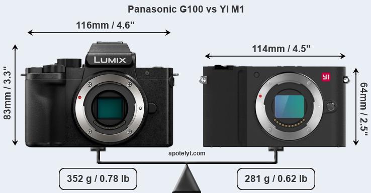 Size Panasonic G100 vs YI M1