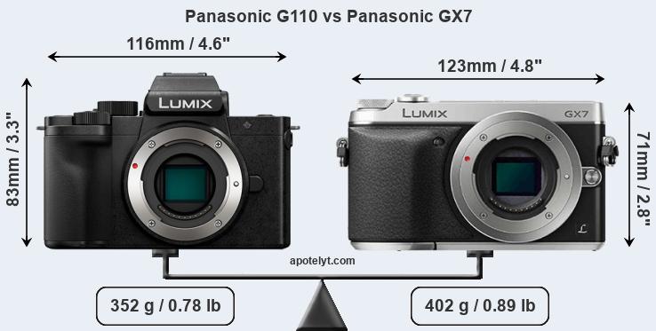 Size Panasonic G110 vs Panasonic GX7