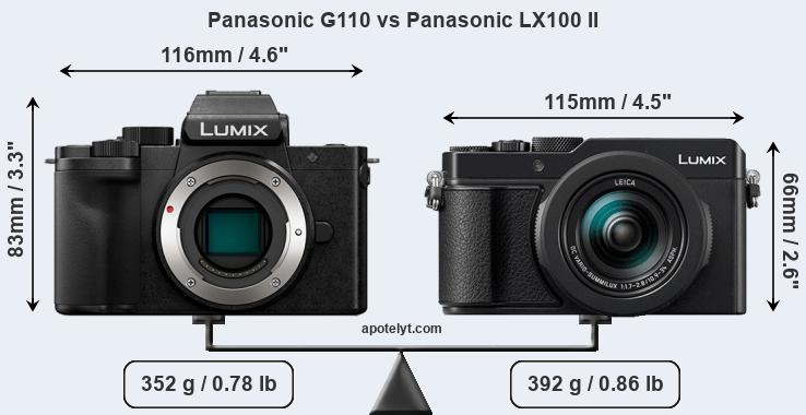 Size Panasonic G110 vs Panasonic LX100 II