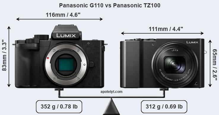Size Panasonic G110 vs Panasonic TZ100