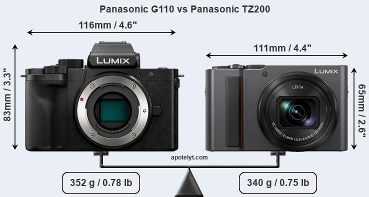 Size Panasonic G110 vs Panasonic TZ200