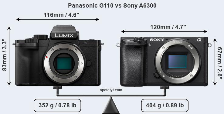 Size Panasonic G110 vs Sony A6300