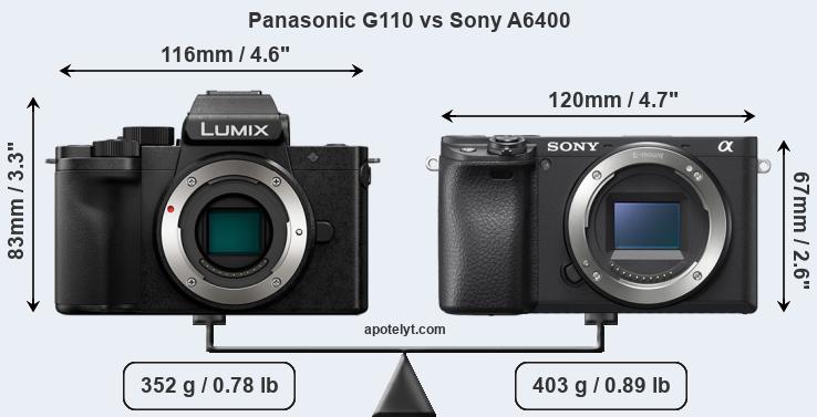 Size Panasonic G110 vs Sony A6400