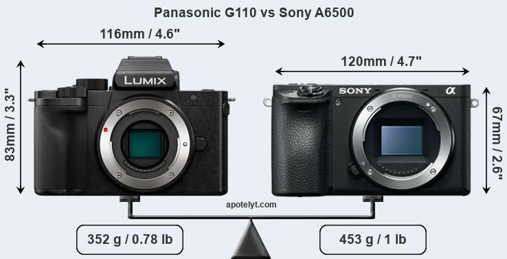 Size Panasonic G110 vs Sony A6500