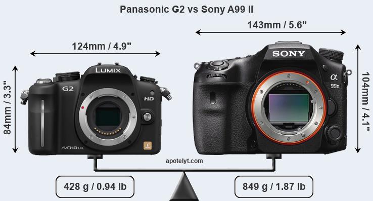 Size Panasonic G2 vs Sony A99 II