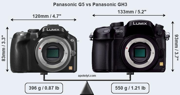 Size Panasonic G5 vs Panasonic GH3