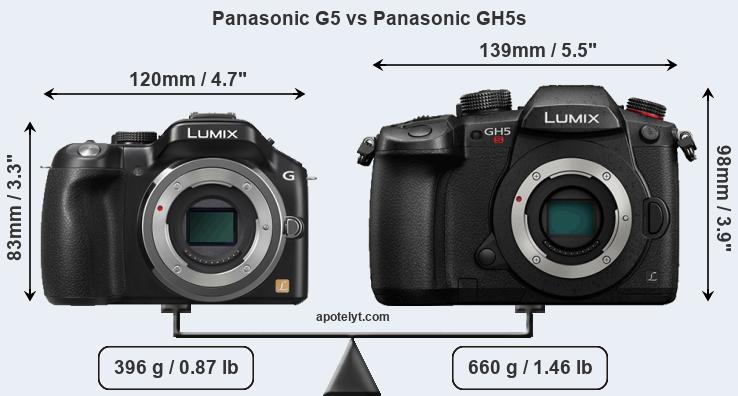Size Panasonic G5 vs Panasonic GH5s