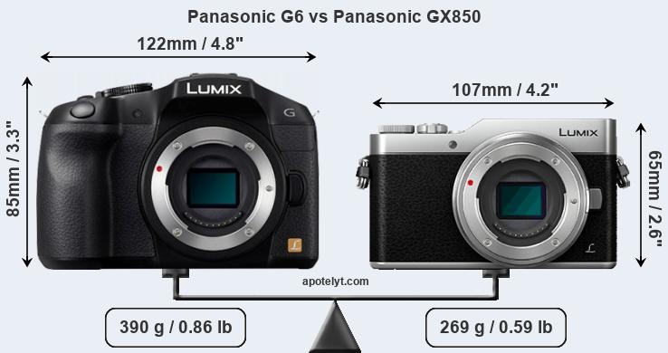 Size Panasonic G6 vs Panasonic GX850