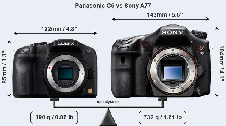 Size Panasonic G6 vs Sony A77