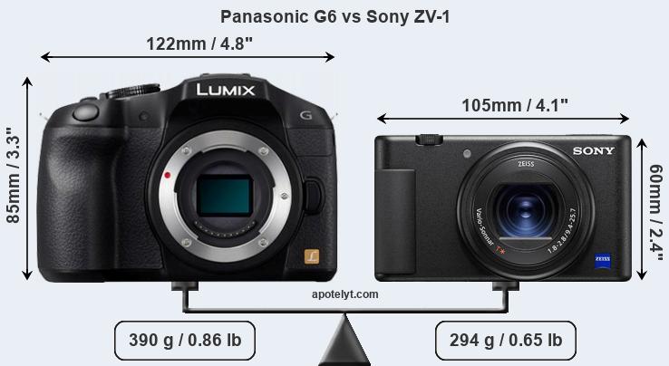 Size Panasonic G6 vs Sony ZV-1