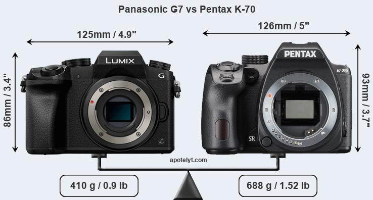 Size Panasonic G7 vs Pentax K-70