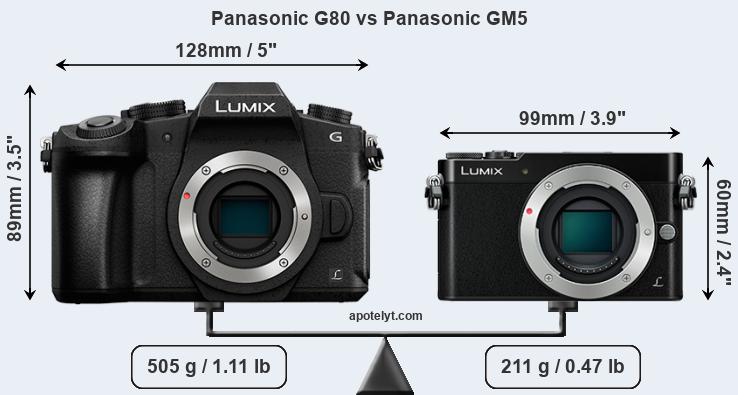 Size Panasonic G80 vs Panasonic GM5