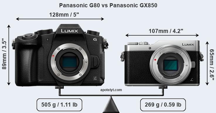 Size Panasonic G80 vs Panasonic GX850