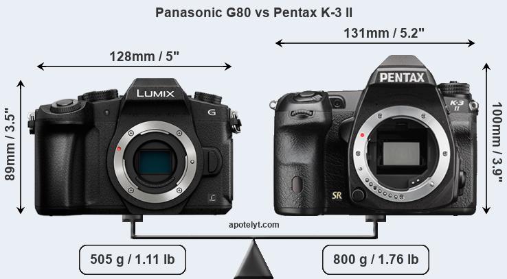 Size Panasonic G80 vs Pentax K-3 II