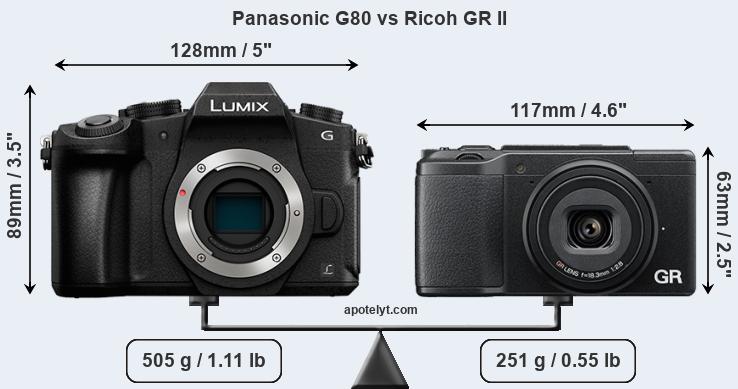 Size Panasonic G80 vs Ricoh GR II