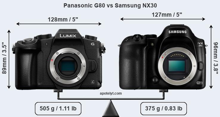 Size Panasonic G80 vs Samsung NX30