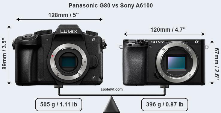 Size Panasonic G80 vs Sony A6100