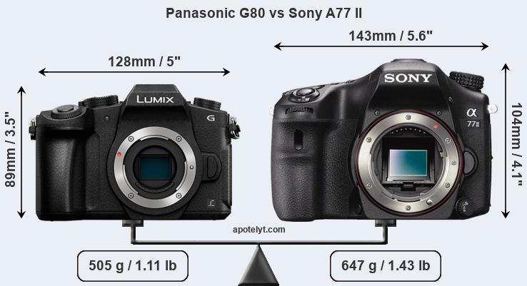 Size Panasonic G80 vs Sony A77 II