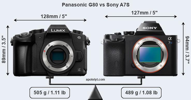 Size Panasonic G80 vs Sony A7S