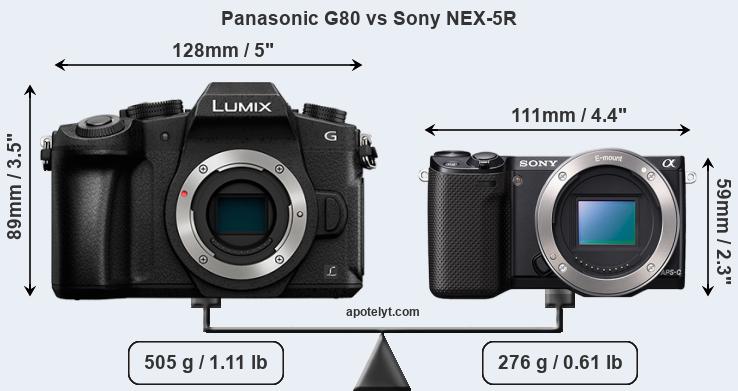 Size Panasonic G80 vs Sony NEX-5R
