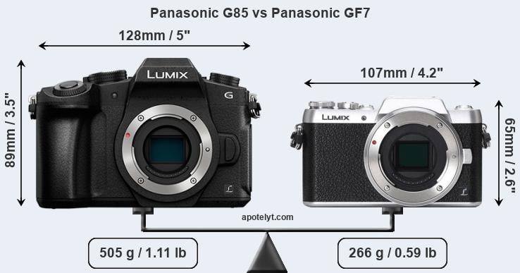 Size Panasonic G85 vs Panasonic GF7