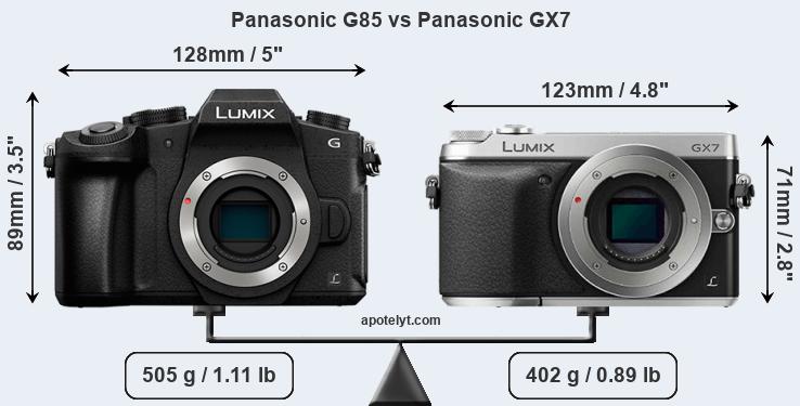 Size Panasonic G85 vs Panasonic GX7