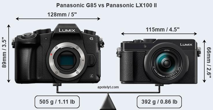 Size Panasonic G85 vs Panasonic LX100 II