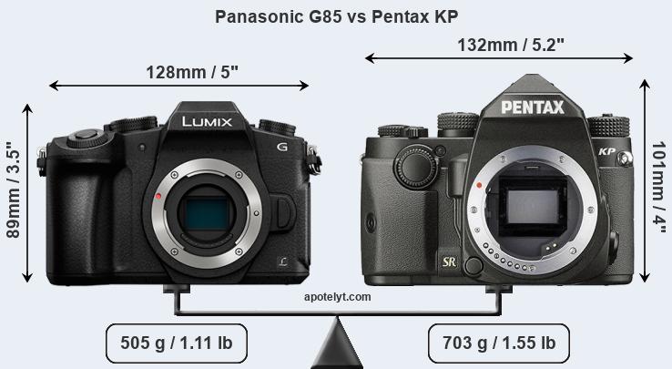 Size Panasonic G85 vs Pentax KP